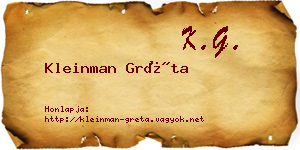 Kleinman Gréta névjegykártya